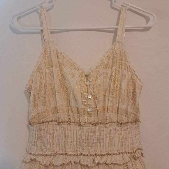 Anthropologie Cream and Gold Maxi Dress - Picture 4 of 16